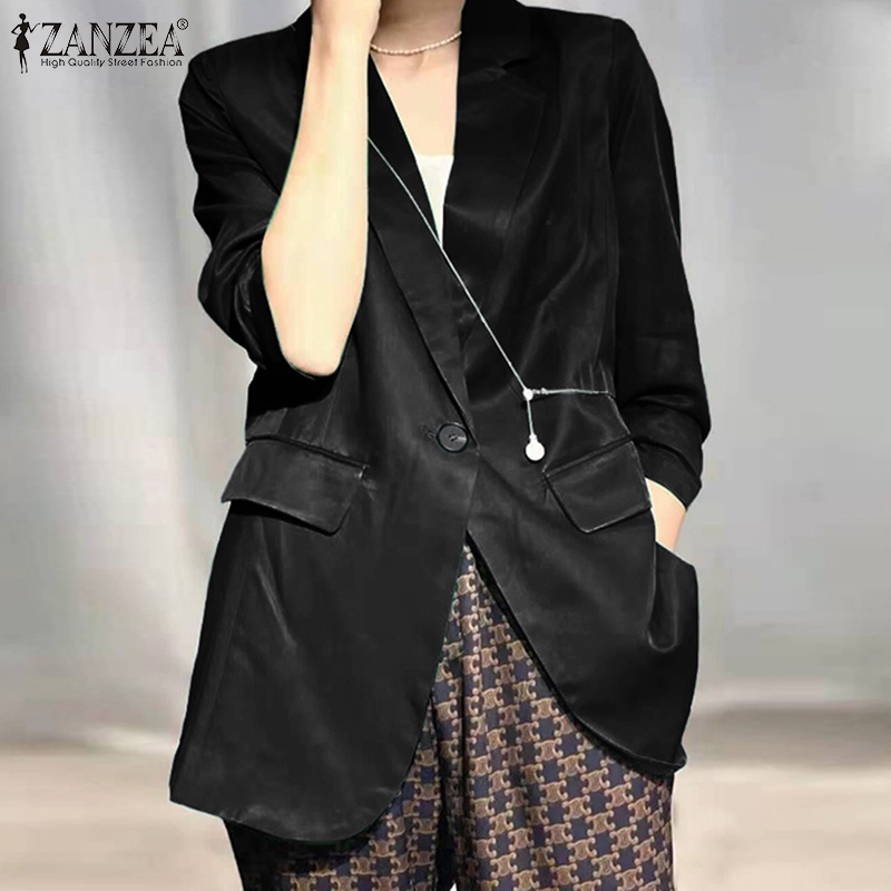 Áo vest ZANZEA màu trơn tay dài phối hàng nút thời trang đường phố Hàn Quốc cho nữ | BigBuy360 - bigbuy360.vn