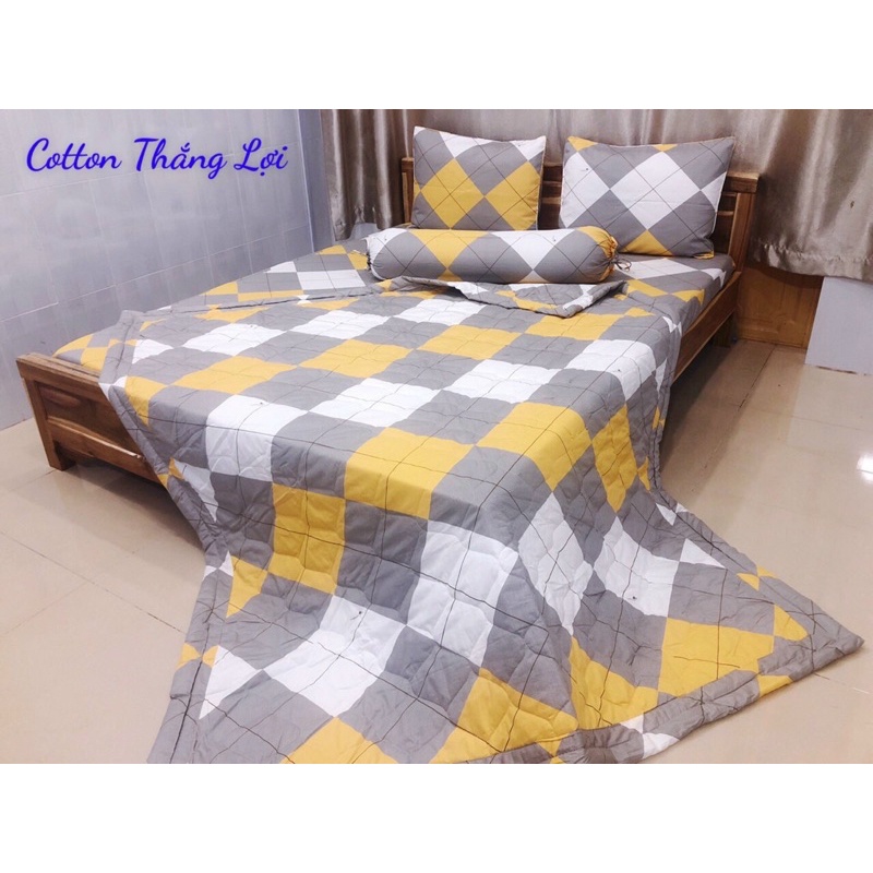 SET 5 MÓN {size drap 1m6,1m8}VẢI COTTON THẮNG LỢI 100% CÓ LOGO CTY