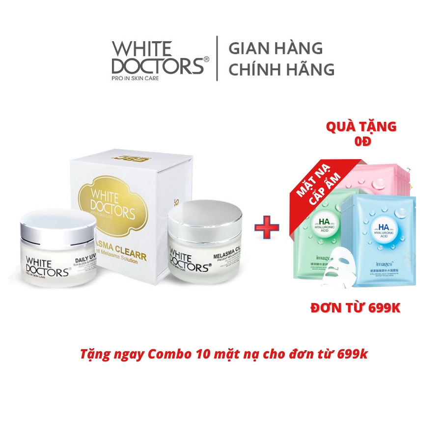 Bộ đôi hỗ trợ giảm nám da thể nhẹ White Doctors - Daily UV Care &amp; Melasma Clearr