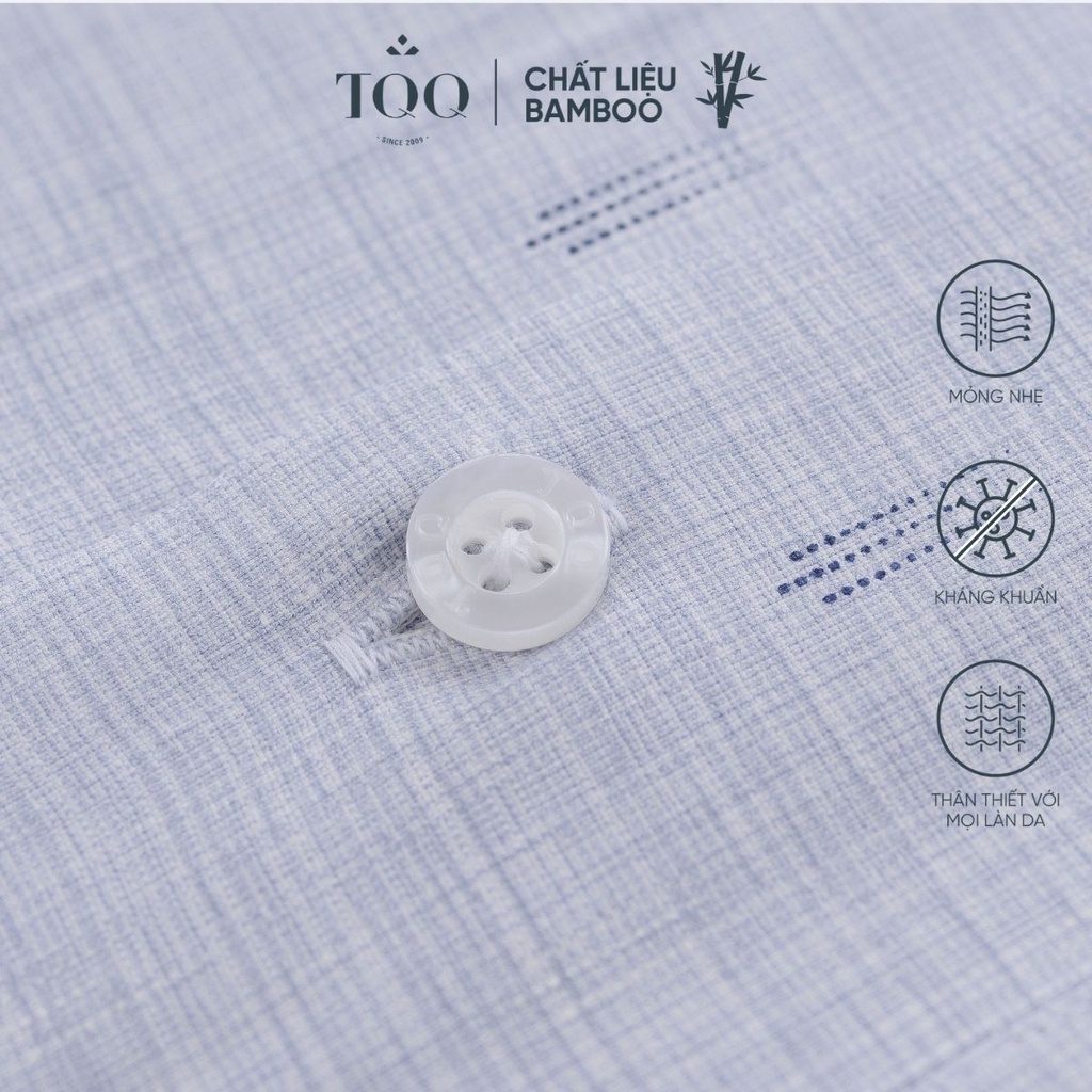 Áo sơ mi nam ngắn tay TQQ dáng Slimfit công sở H313CB chất Bamboo họa tiết nhỏ lịch sự