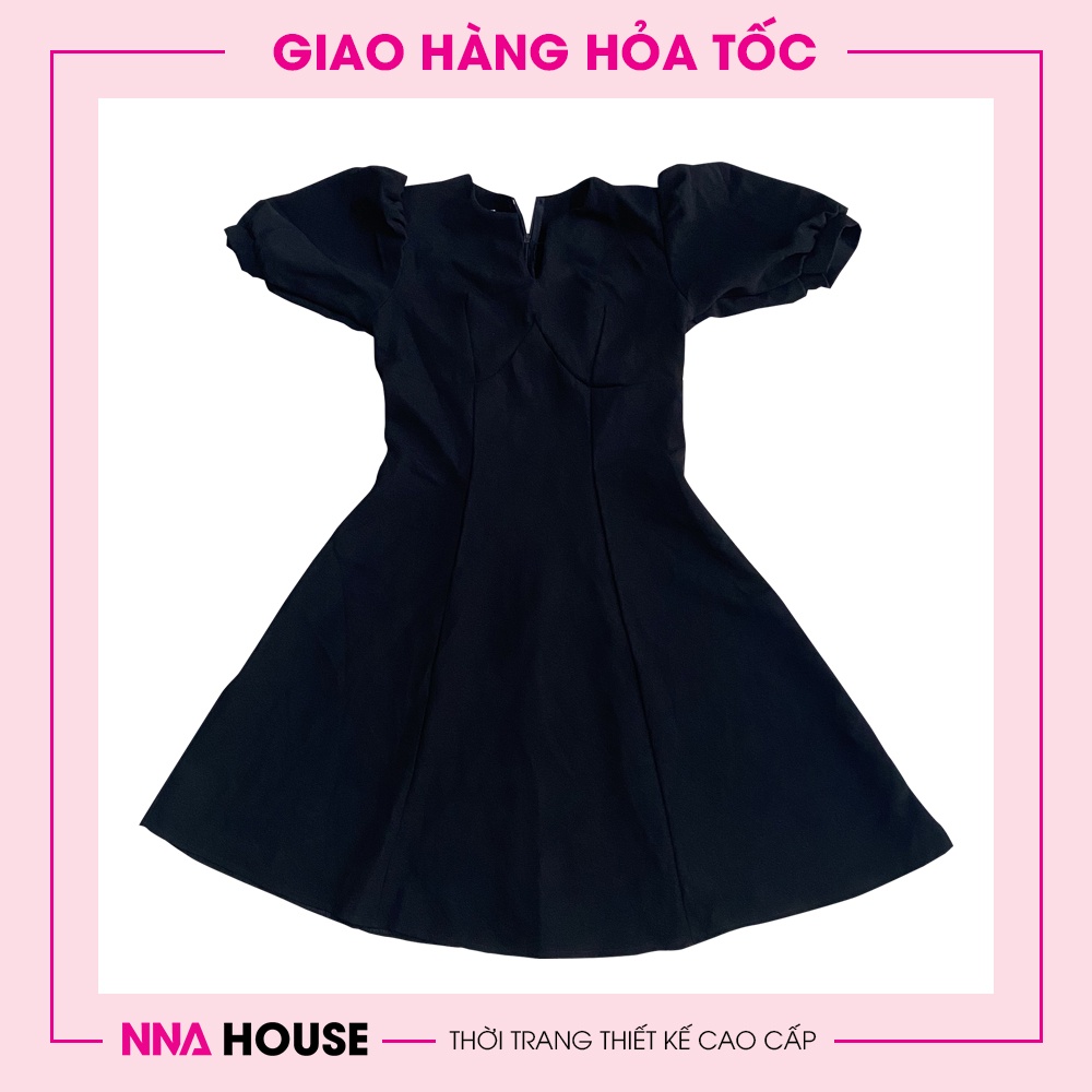 Váy xòe tay bồng cực xinh - Đầm đen dự tiệc xinh xắn sang trọng NNAHOUSE Mã NA214 | BigBuy360 - bigbuy360.vn