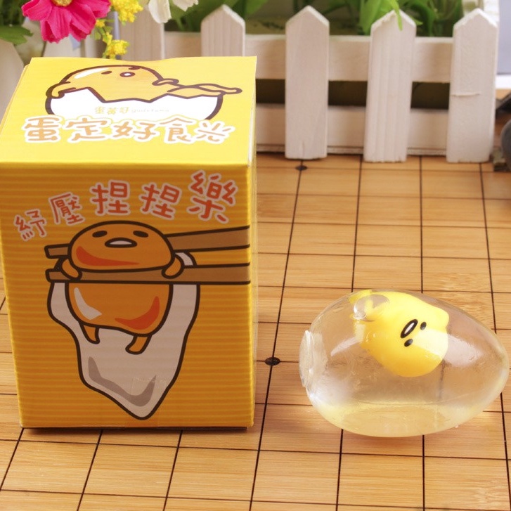 Đồ chơi Squishy Gudetama Bóp Trút Giận trứng lưới bánh flan giải tỏa căng thẳng mô phỏng giống thật mềm mịn