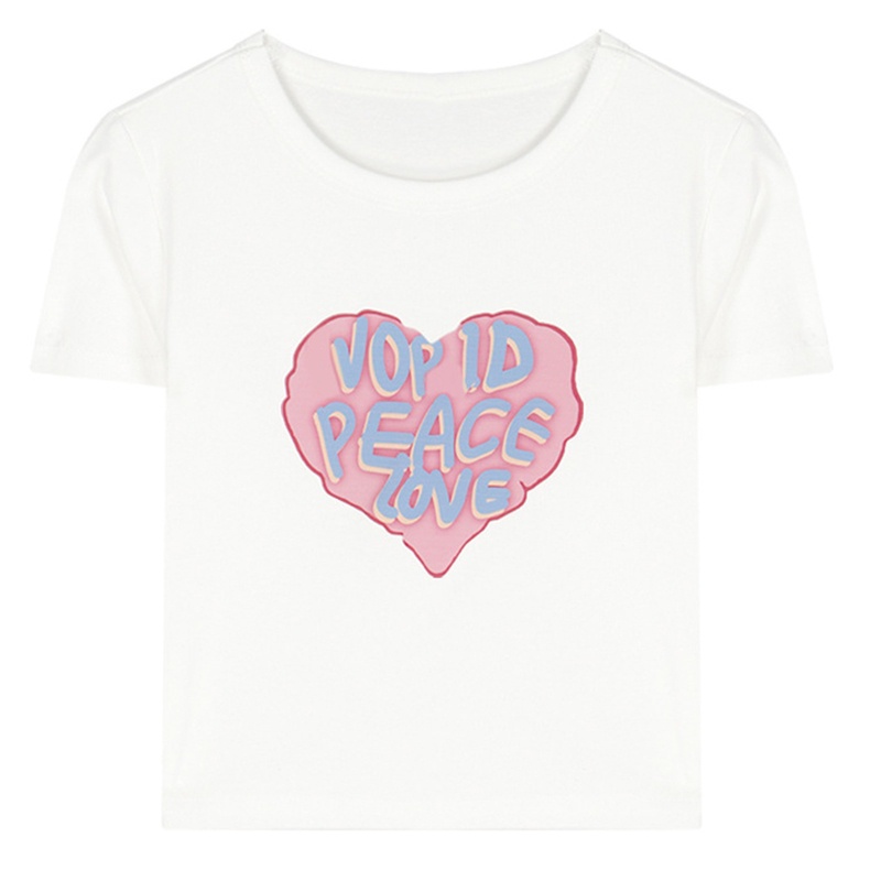 Áo Thun Tay Ngắn Cổ Tròn Màu Trơn In Chữ Vui Nhộn Thời Trang Mùa Hè 80s Cho Nữ