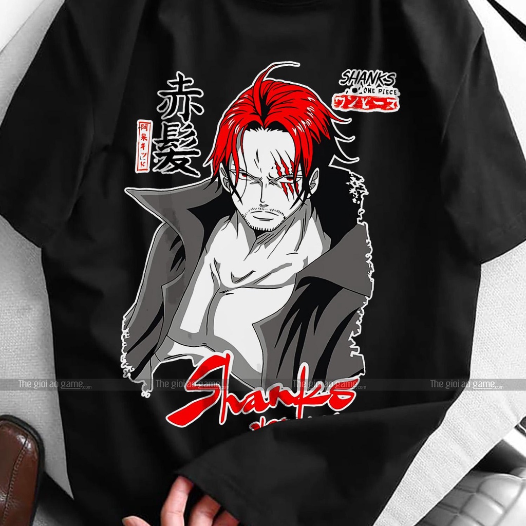 Áo one piece Shanks  nam nữ Áo thun one piece luffy trắng đen form rộng unisex cotton co giãn thoáng mát TGAG 02