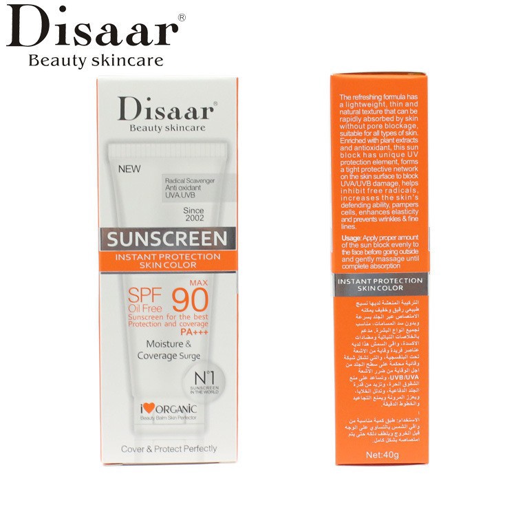 Kem Chống Nắng Disaar Spf90++ Lâu Trôi Chống Thấm Nước Hỗ Trợ Kiềm Dầu Che Khuyết Điểm Tiện Dụng