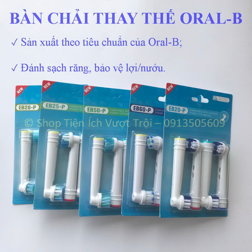 Đầu bàn chải dùng cho bàn chải điện Oral-B Braun, set bộ 4 cái bàn chải điện thay thế-Tiện Ích Vượt Trội