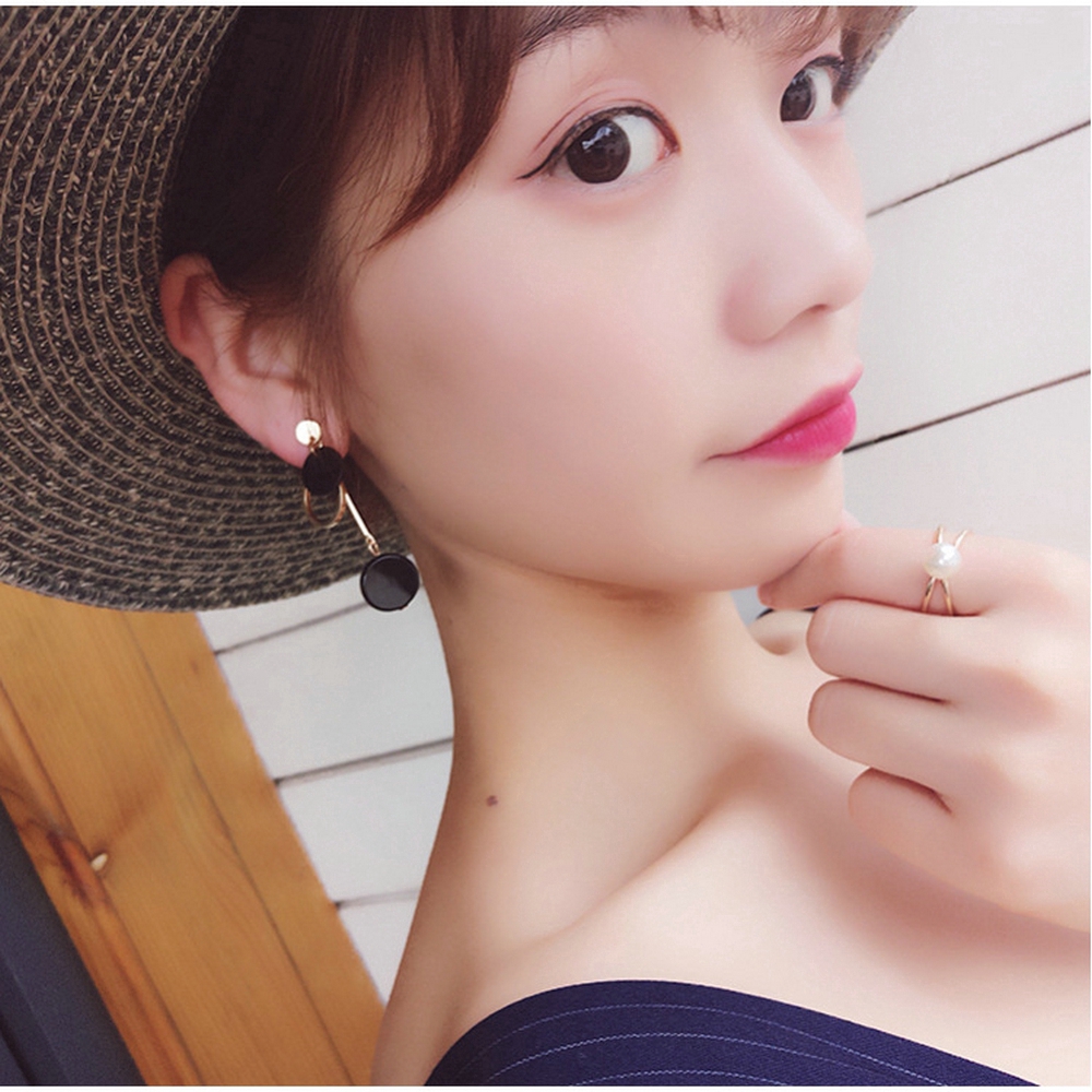 Hoa tai dạng dài hình tròn không đối xứng thời trang cho nữ