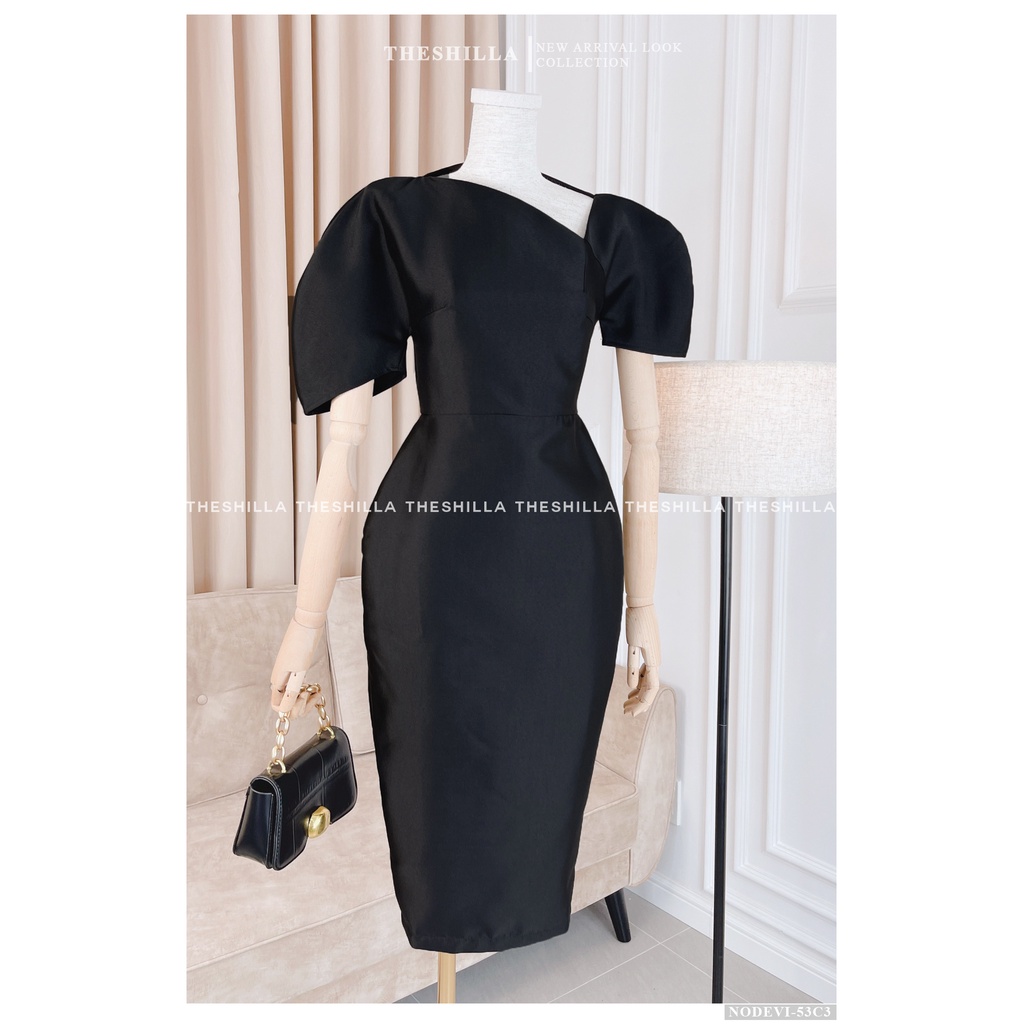 Váy thiết kế cao cấp màu đen body tay phồng sang trọng [ Có video + Ảnh thật ] The Shilla - Nodevi-53C3