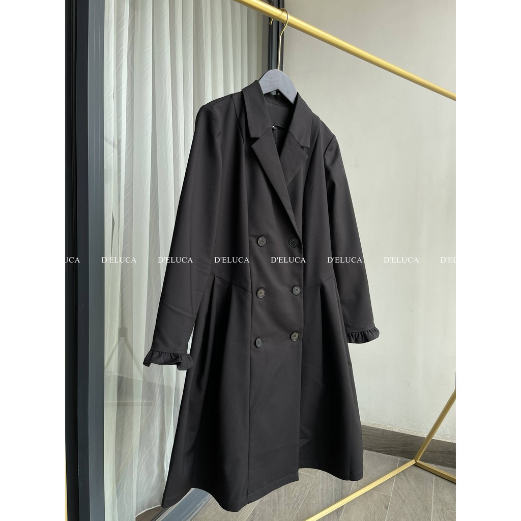 [Hình+Video Thật] Váy Cổ Vest Dáng Xòe Chất Liệu Tuytsi Hàn Cao Cấp Dài Tay, Hai Hàng Cúc Kiểu Dáng Thời Trang | BigBuy360 - bigbuy360.vn