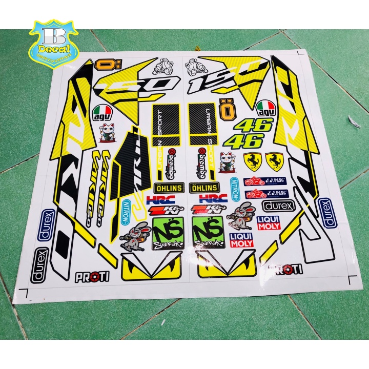 ( Quí khách vui lòng mang ra tiệm cho thợ dán ) Tem vario 150 indo vàng đen