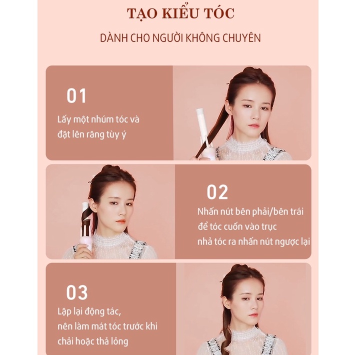 Máy uốn tóc VIVID & VOGUE VAV022B trục size 28mm, máy uốn tóc tự động chính hãng VividVogue