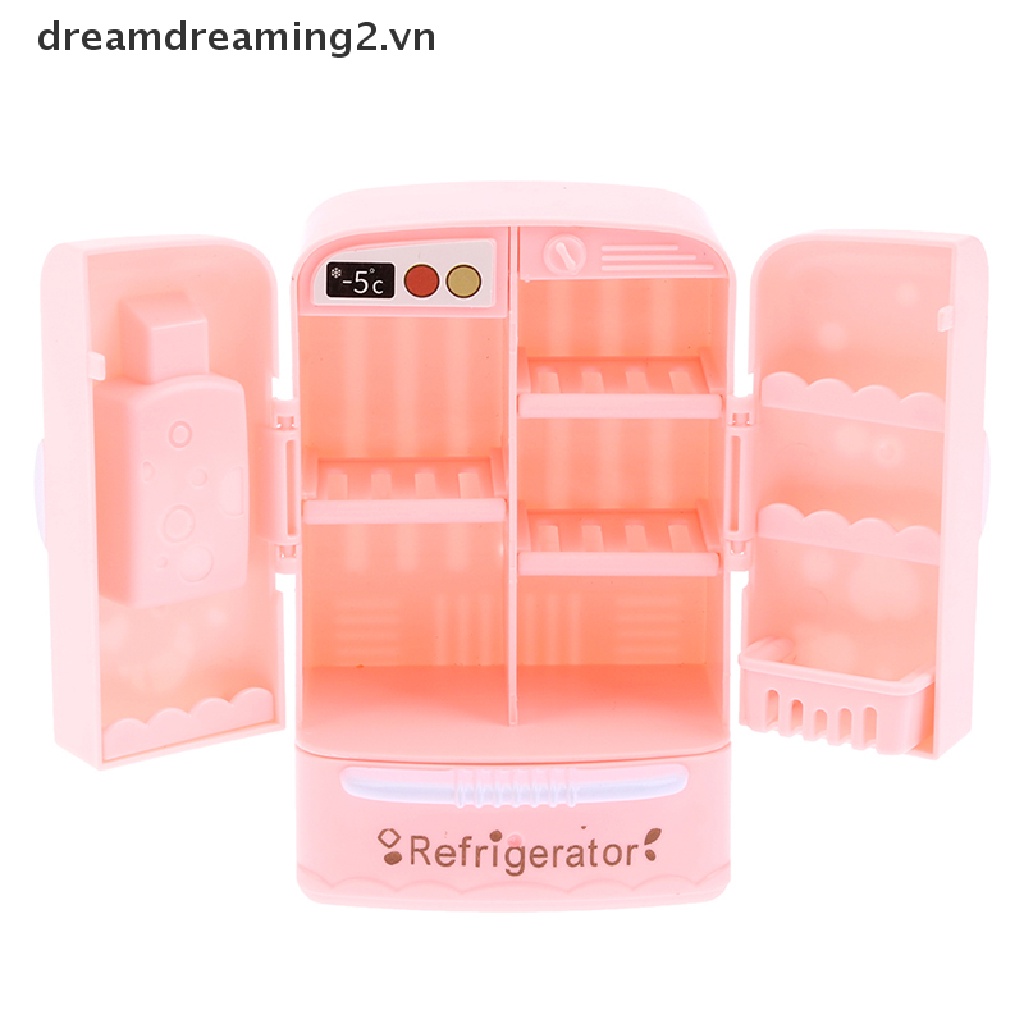 Tủ Lạnh mini Màu Hồng Cho Nhà Búp Bê