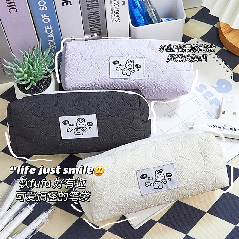 Túi Đựng Bút Chì / Mỹ Phẩm Bằng Vải Cỡ Lớn Họa Tiết Gấu Dễ Thương