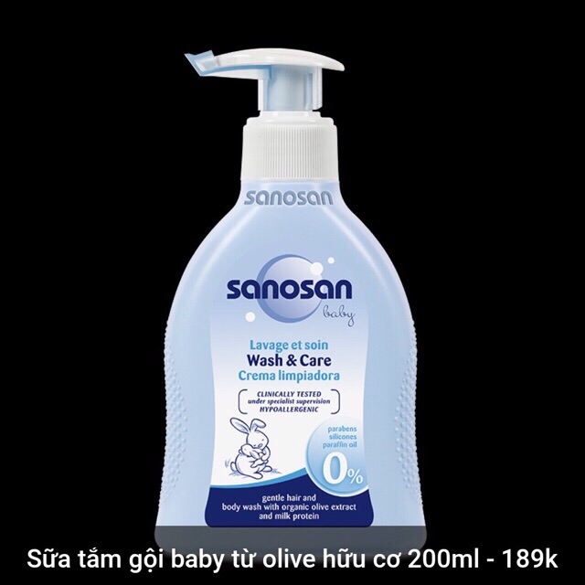 Sữa tắm Gội Baby Olive Hữu Cơ SANOSAN Loại 200ML/500 ML