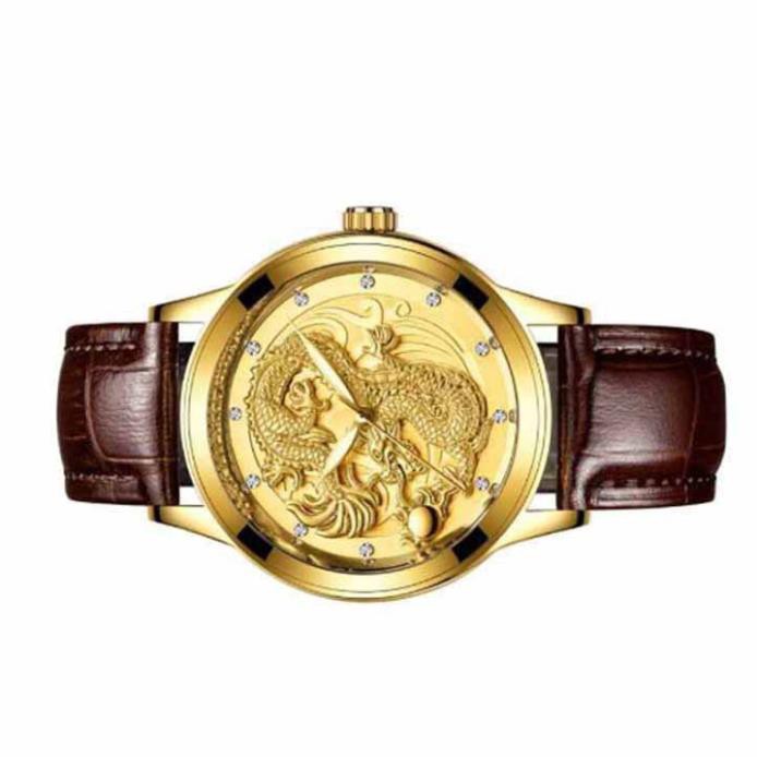 ĐỒNG HỒ NAM FNGEEN MẶT RỒNG VÀNG DÂY DA ĐẲNG CẤP