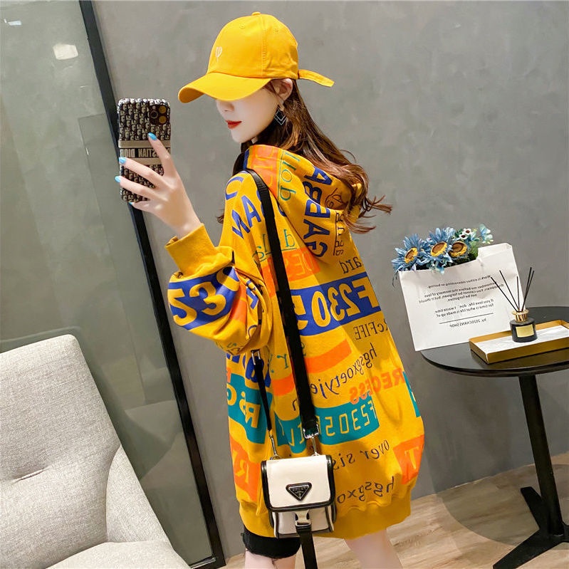 Áo hoodie nữ dáng rộng thiết kế mới phong cách Hàn Quốc 2021