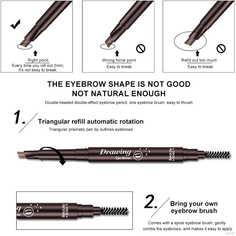 [Hàng mới về] Bút Kẻ Lông Mày Hai Đầu Xoay Tự Động Chống Thấm Nước Lâu Trôi Màu Sắc Dễ Sử Dụng