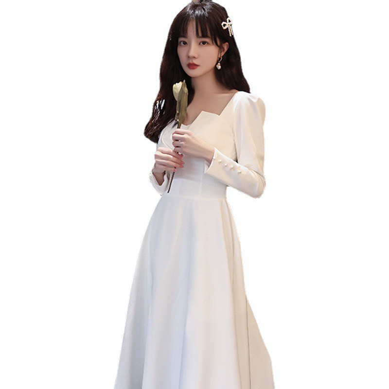 [Mã SKAMSALEP6 giảm 10% tối đa 100K đơn 150K] Đầm trắng dự tiệc, chụp kỷ yếu video thật | BigBuy360 - bigbuy360.vn