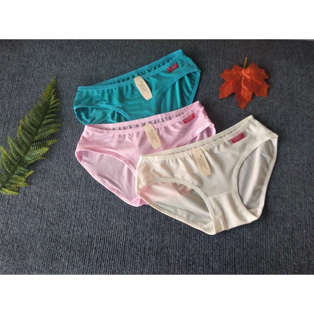 Quần lót nữ thun lạnh thông hơi kháng khuẩn, thoáng mát.