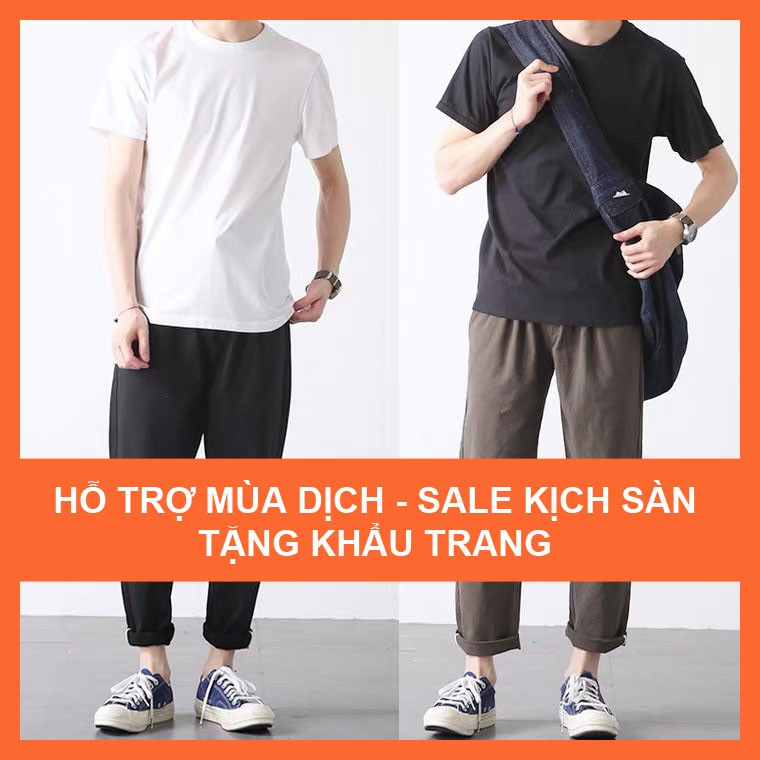 Áo thun trơn ngắn tay không cổ DOGINO Nam Nữ. Áo phông nam nữ unisex cổ tròn tay ngắn