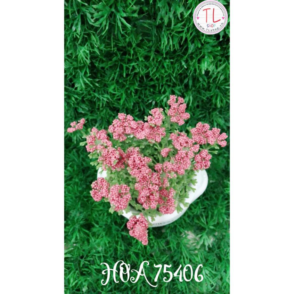 Chậu bông bi trang trí màu hồng