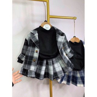 Sét chân váy dạ kèm vest cho bé