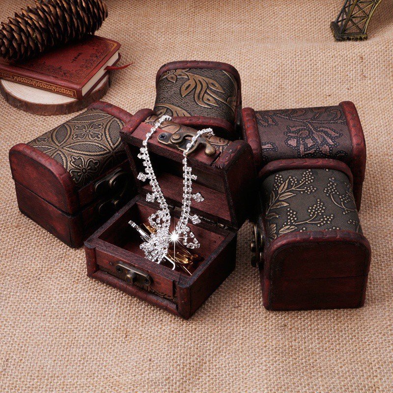 Hộp Đựng Trang Sức Hình Chìa Khóa Mini Phối Hoa Phong Cách Vintage
