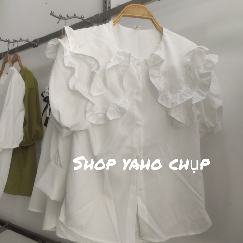 Áo sơ mi nữ cộc tay phồng cổ sen kiểu croptop màu trắng tiểu thư hàn quốc đi học - Áo sơ mi tay ngắn họa tiết form rộng | BigBuy360 - bigbuy360.vn