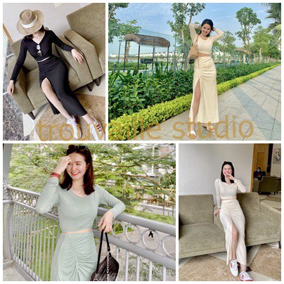 Set chân váy nữ - áo croptop💖HÀNG THIẾT KẾ💖 váy nhún éo tôn dáng thiết kế trẻ trung