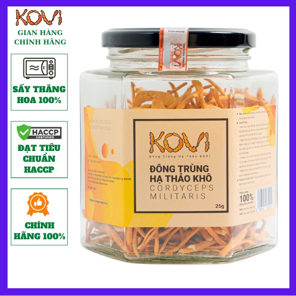 Đông Trùng Hạ Thảo Khô Hộp 25g Sấy Thăng Hoa,Nấm Đông Trùng Hạ Thảo Kovi