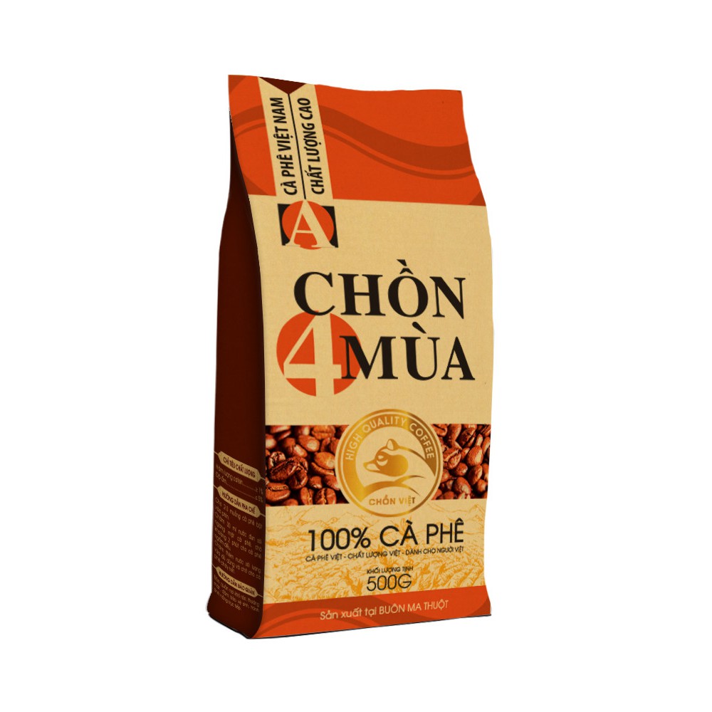 Cà phê rang xay nguyên chất Bốn Mùa A - Túi Kraft 500g