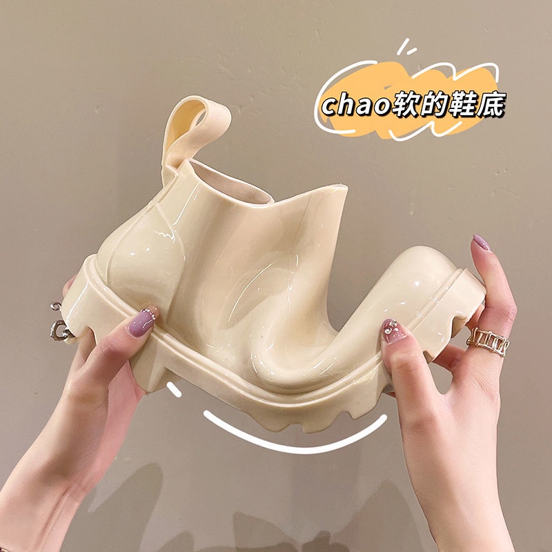 Ủng Đi Mưa Cổ Thấp Đế Dày Tăng Chiều Cao Màu Sắc Ngọt Ngào Chống Thấm Nước / Chống Trượt Tiện Dụng Cho Nữ
