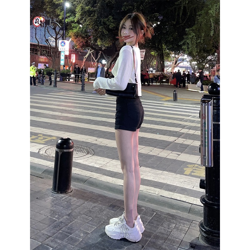 Quần Short Denim Chữ A Lưng Cao Thời Trang Hàn Quốc