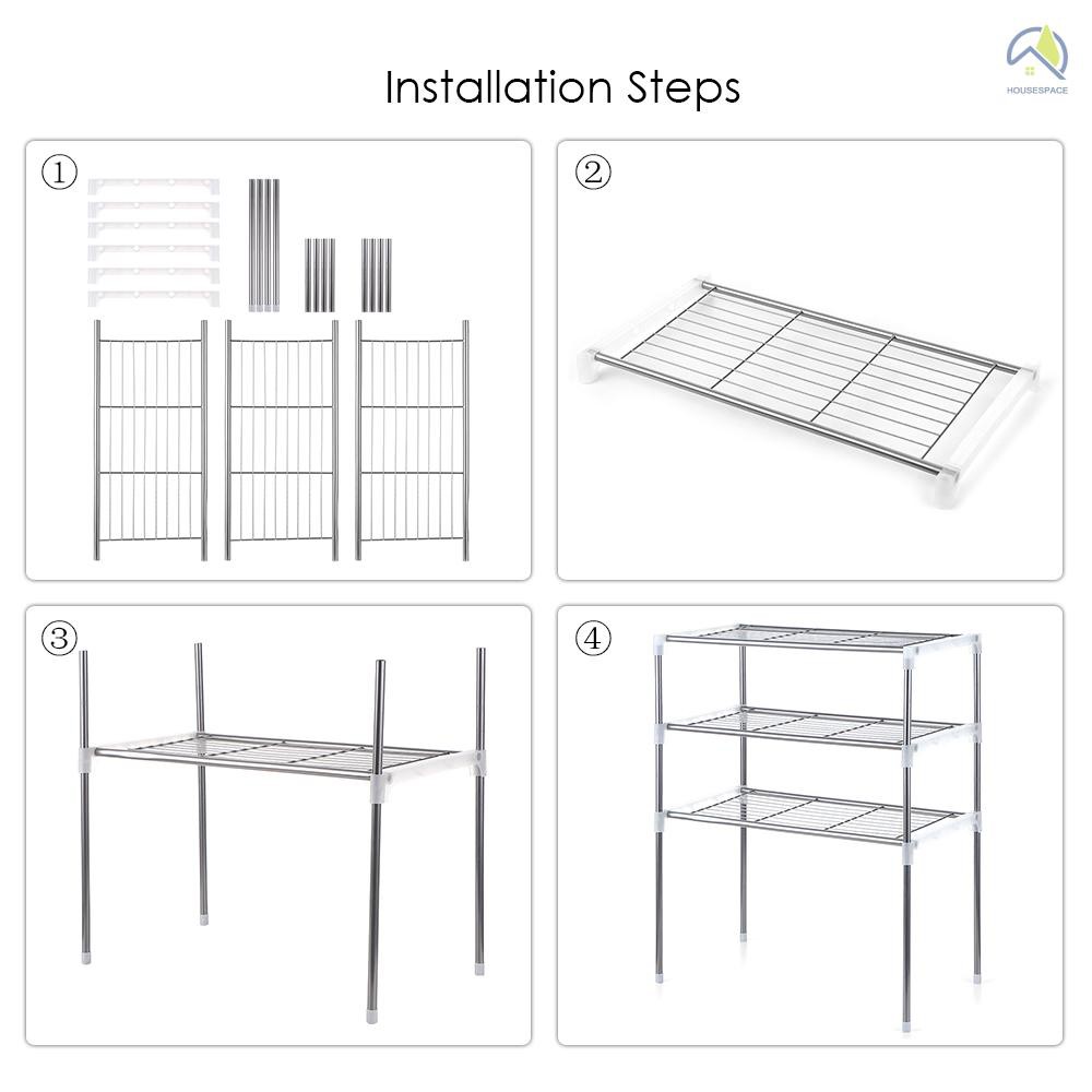 ● 3-Tier Multi-functional Kitchen Storage Shelf Rack Microwave Oven Shelving Unit