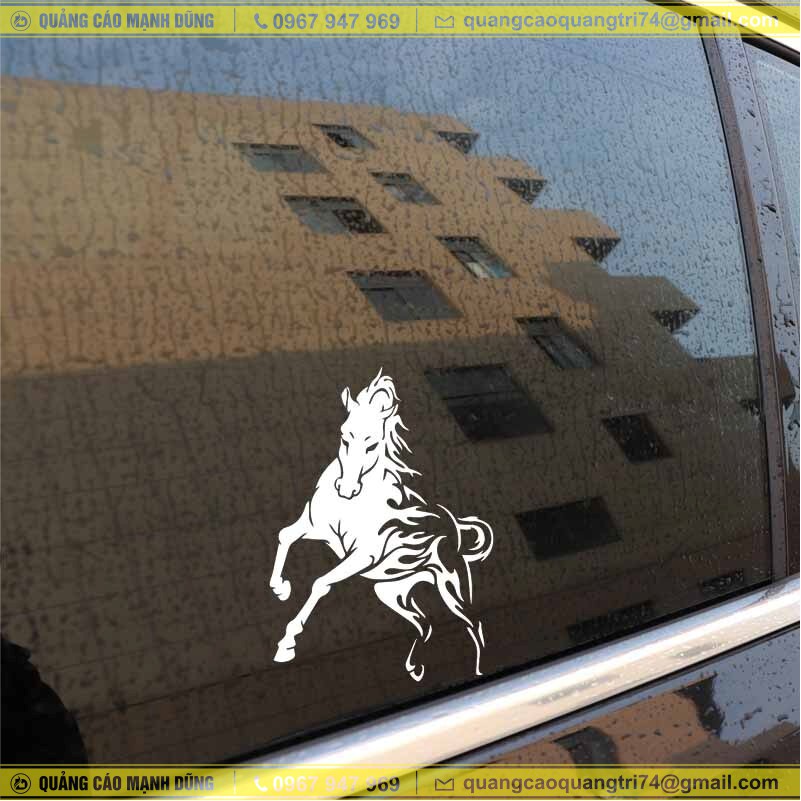 Tem trang trí xe tải hình ngựa Bạch Mã kt :20x20cm