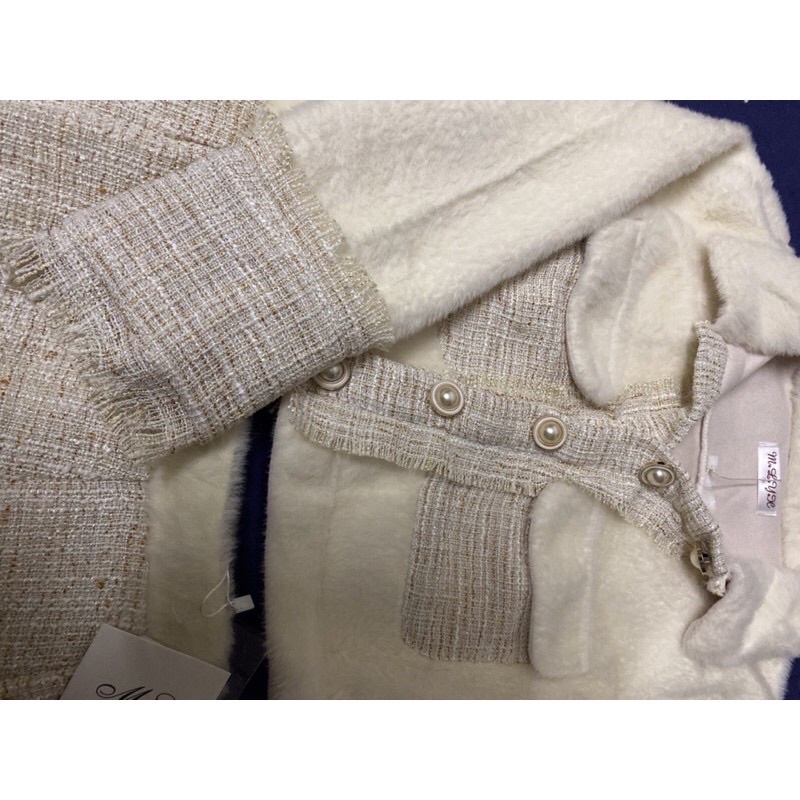 Áo khoác lông phối dạ tweed hàng qc