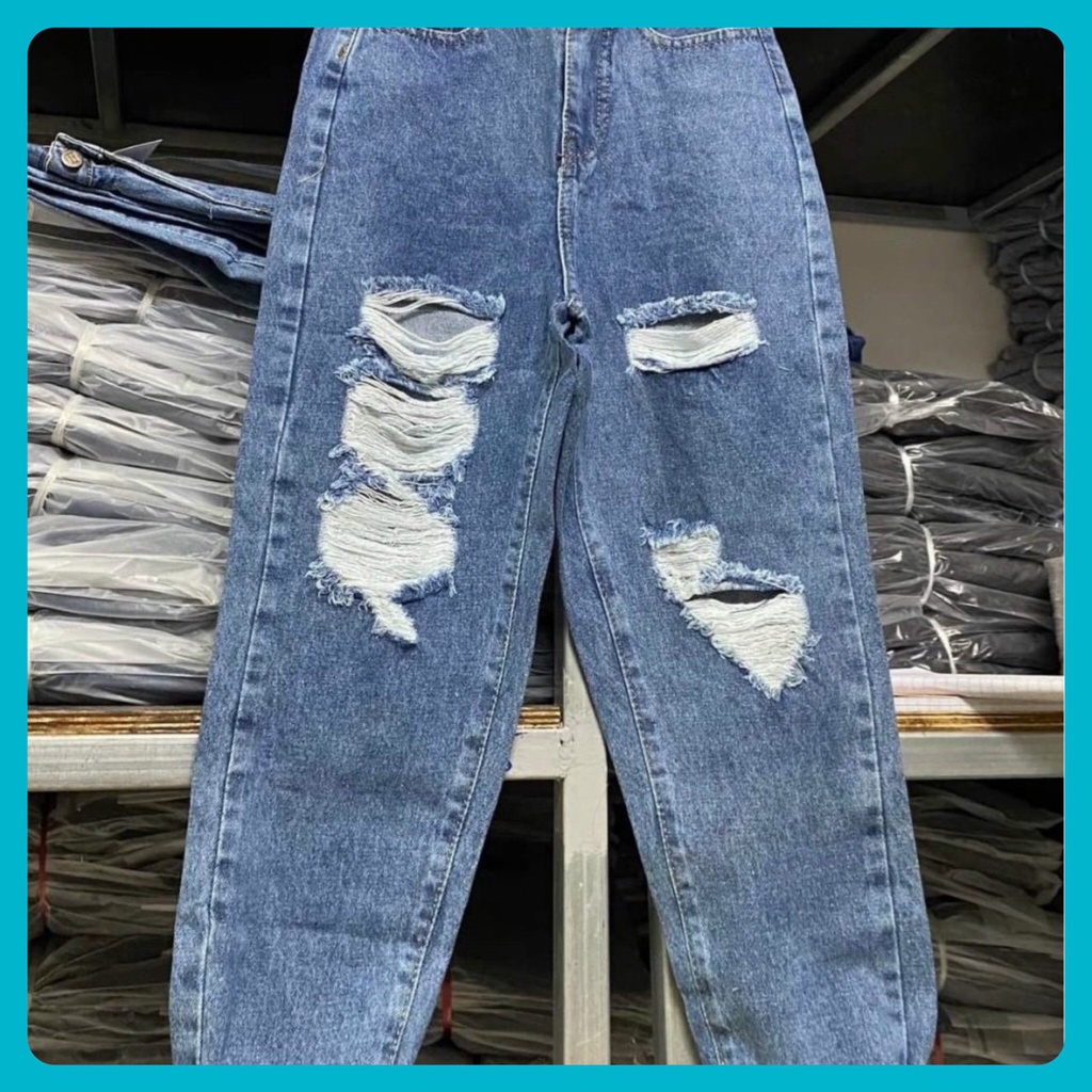 Quần bò nữ, Quần Baggy jean nữ lưng cao phong cách, Cạp quần cao vừa phải chất bò mịn đẹp | BigBuy360 - bigbuy360.vn