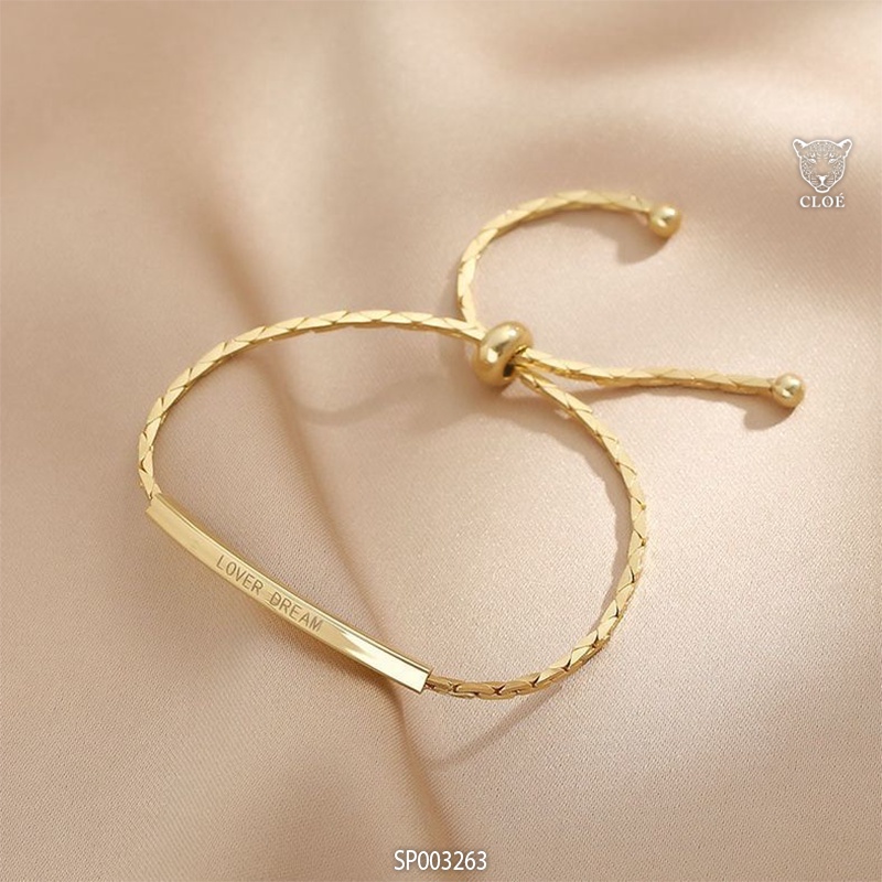 Lắc tay nữ titan dây rút vòng tay nữ gold bar khắc chữ Love Dream xinh xắn phụ kiện trang sức Cloe Accessories 3263