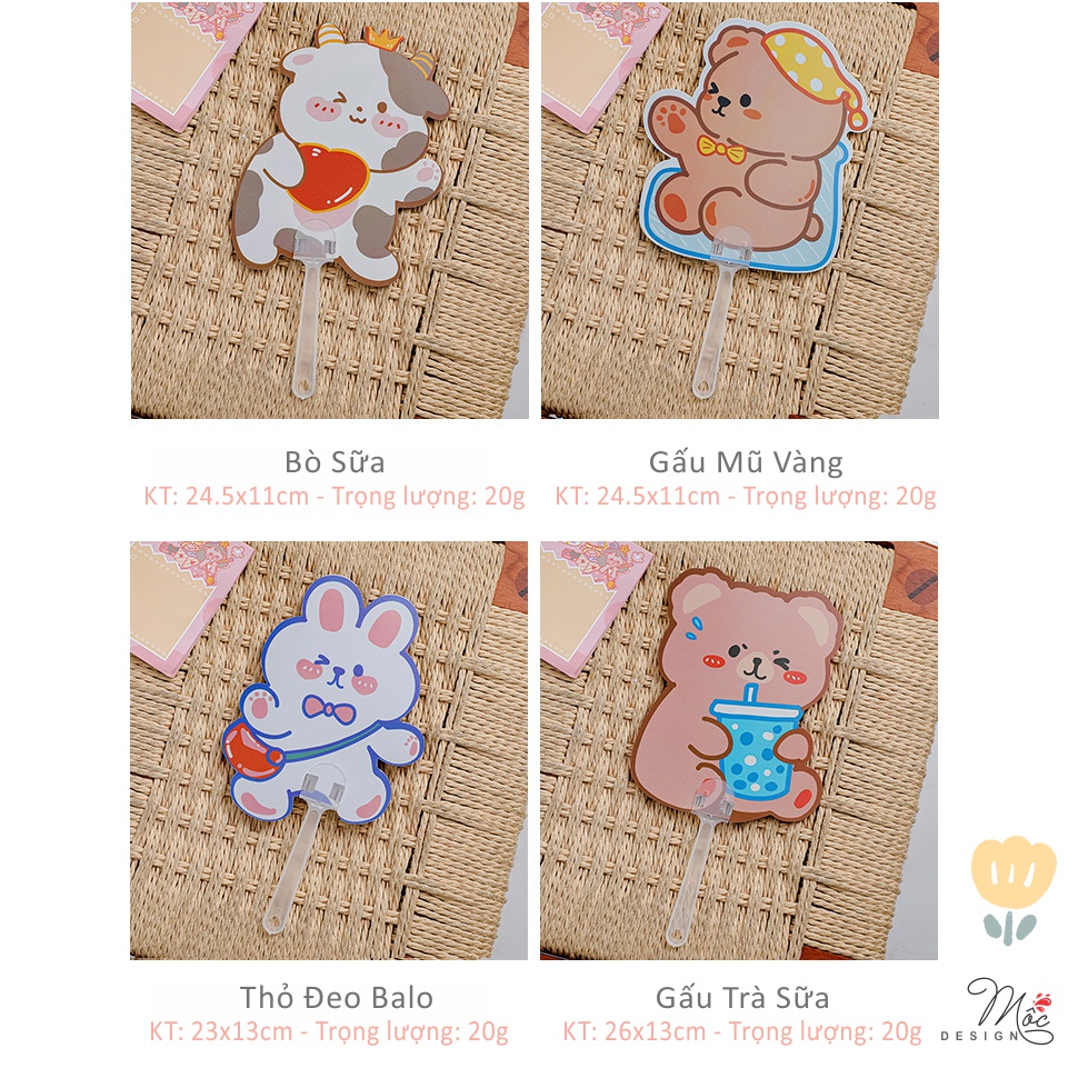 Quạt cầm tay mini họa tiết hoạt hình dễ thương 2 mặt đi học, du lịch