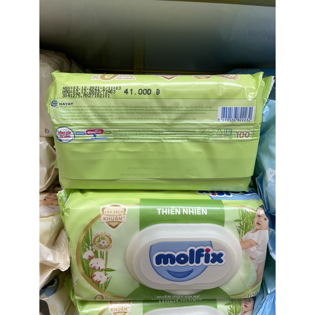 Khăn ướt Molfix Thiên nhiên - Gói 100 miếng