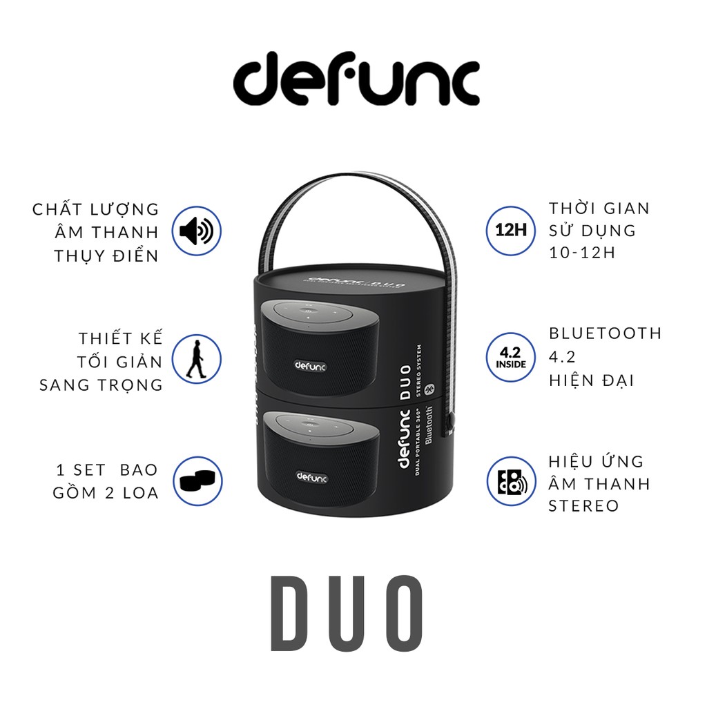 Loa Bluetooth Cao Cấp DeFunc SPEAKER DUO D208 Bộ 2 Loa Kết Hợp Cho Âm Thanh Vòm 360