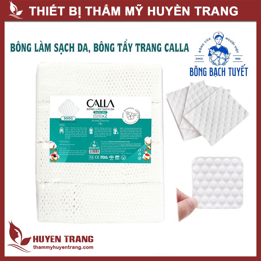 Bông Tẩy Trang Hạt Massage Làm Sạch Sâu Da Mặt Calla Bông Bạch Tuyết 500G - Y Tế Huyền Trang