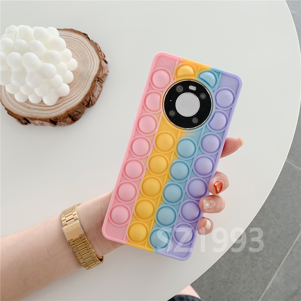 Pop It Fashion Stress Reliever Rainbow Beans Soft Silicone Phone Case Cover for Vivo Y12s Y20 Y20i Y20s Y50 Y30 Y30i V20Pro V20SE Y70s X50 Y19 S1 Y17 Y15 Y12 Y11 V11 V11Pro V11i V5lite V5 V5Plus V9 Y85 Y81 Y81i Y91C Y55