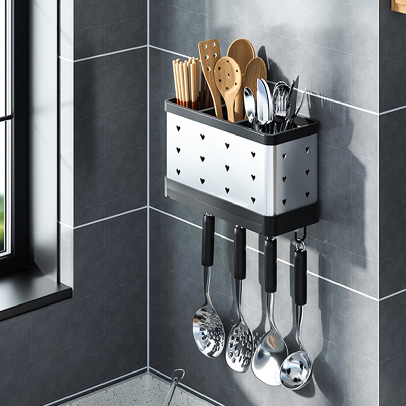 Giá Đỡ Hong Khô Chén Dĩa Bằng Bạc Có Móc Treo Cho Nhà Bếp