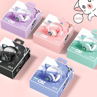 Tai Nghe Mèo Dễ Thương Kết Nối Bluetooth Headphone Chụp Tai Có Đèn Led 7 Màu Âm Bass Mạnh Mẽ - BẢO HÀNH 6 THÁNG