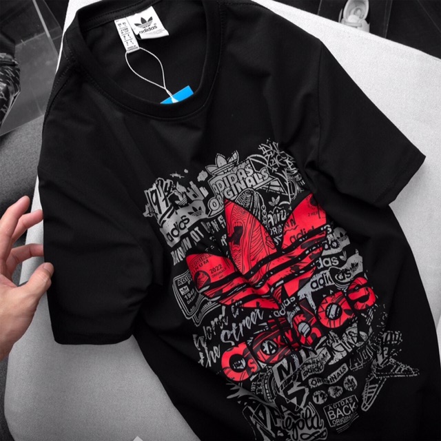 Áo thun nam cổ tròn ⚡NHẬP MÃ AOTHHSM ĐỂ GIẢM 50K⚡ Áo phông adidas 2 màu đen trắng classic - TP0255