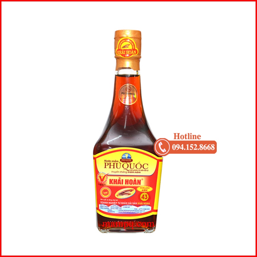Nước mắm khải hoàn phú quốc chai mini thủy tinh 205ml