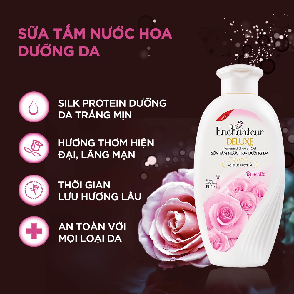 Sữa tắm nước hoa dưỡng da Enchanteur Romantic 180gr