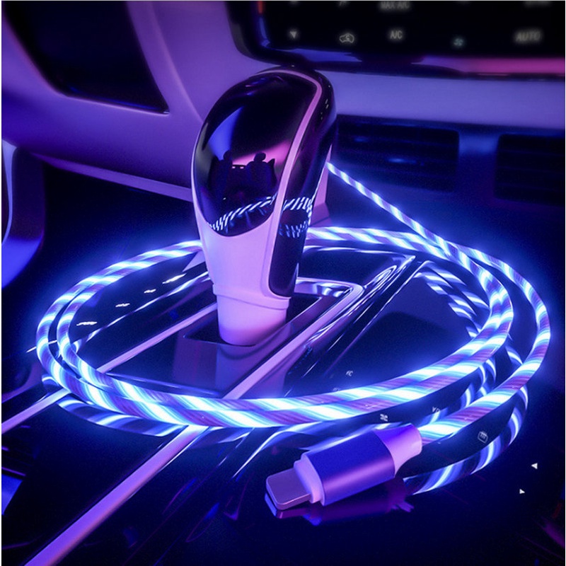 Dây Cáp Sạc Nhanh Micro Usb Loại C/V Phát Sáng Màu Sáng