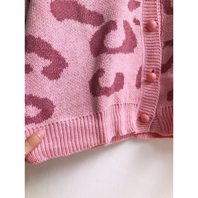 [HÀNG ORDER] Áo Cardigan len hoạ tiết da beo lông chìm | BigBuy360 - bigbuy360.vn